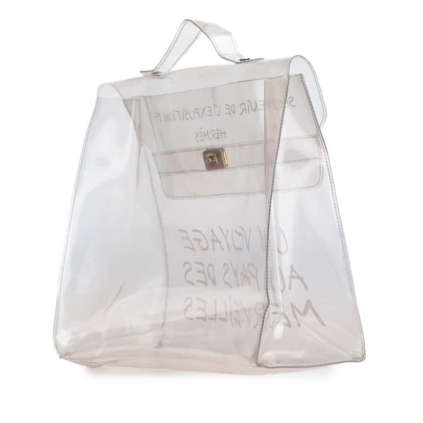 Hermès Vinyl Souvenir De L Exposition Kelly Handbag White Good condition - Back View