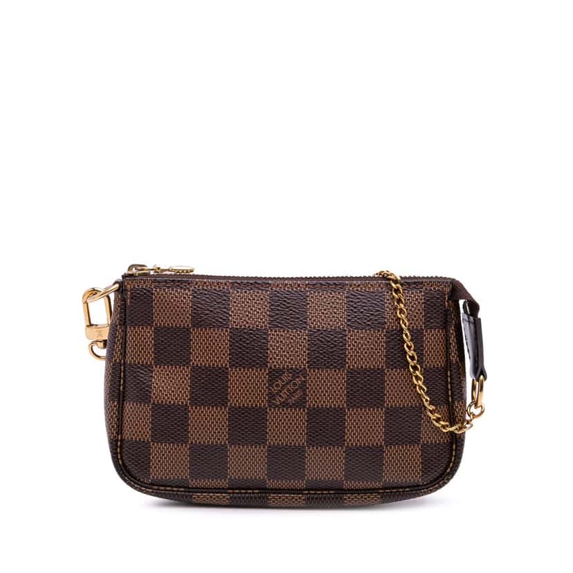 Louis Vuitton Damier Ebene Mini Pochette Accessoires Brown Canvas Good condition - Front View