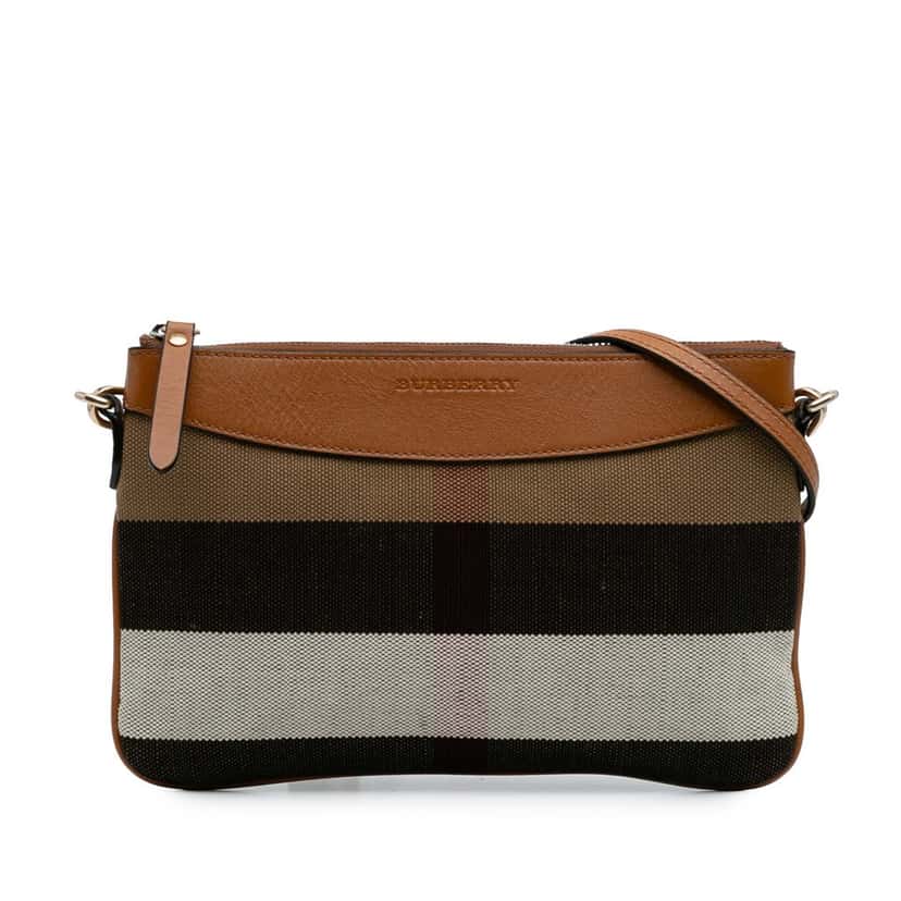 Burberry Mega Check Canvas Peyton Crossbody Brown Canvas Good condition - Front View