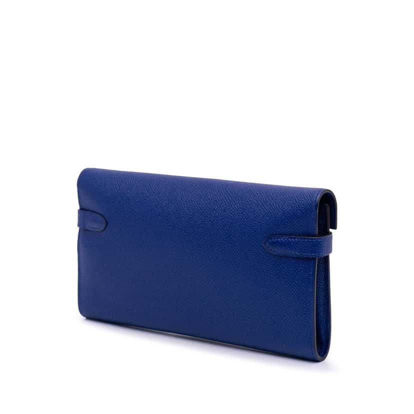 Hermès Chevre Mysore Kelly Long Wallet Blue Leather Good condition - Back View