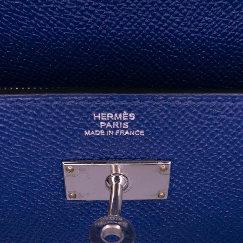 Hermès Chevre Mysore Kelly Long Wallet Blue Leather Good condition - Box View