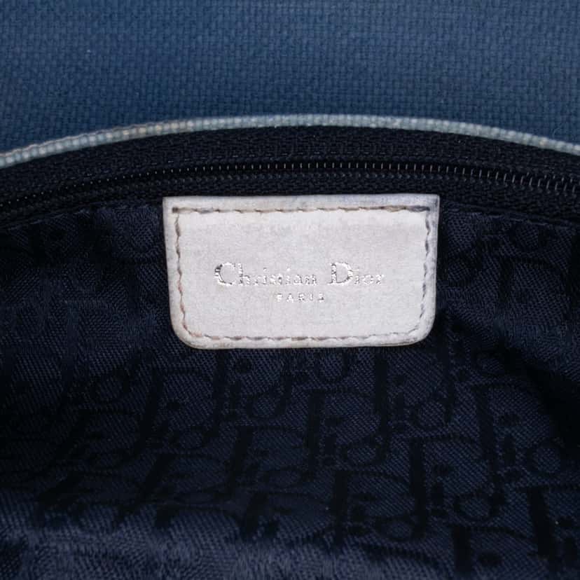 Dior John Galliano Diorissimo Trimmed Canvas Shoulder Bag Blue Canvas Good condition - Box View