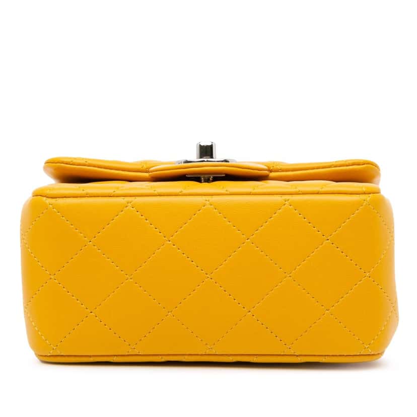 Chanel Mini Square Classic Lambskin Single Flap Yellow Leather Good condition - Model View