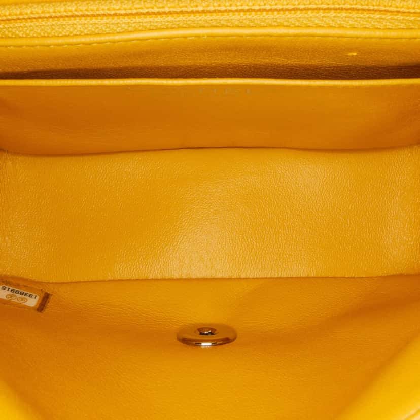Chanel Mini Square Classic Lambskin Single Flap Yellow Leather Good condition - Box View