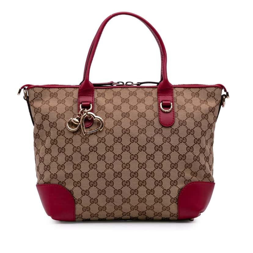 Gucci GG Canvas Heart Bit Satchel Brown Canvas Good condition - Front View