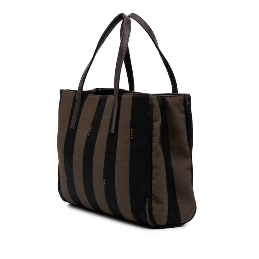 Fendi Pequin Coated Canvas Tote Brown Canvas Good condition - Back View