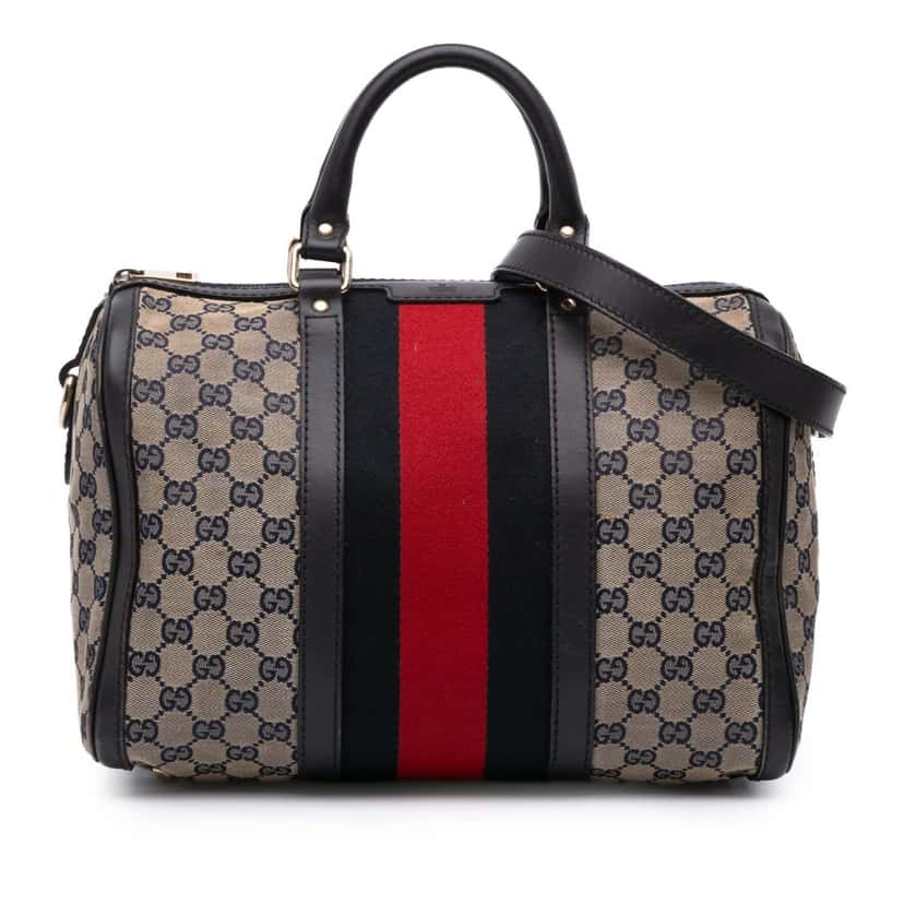 Gucci GG Canvas Web Joy Boston Bag Brown Canvas Good condition - Front View