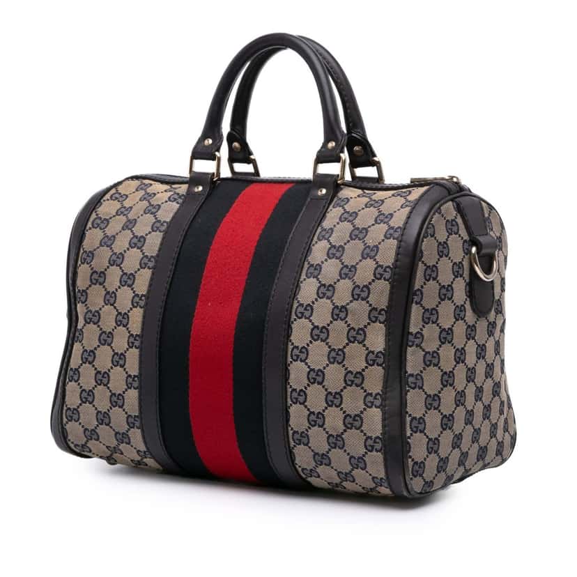 Gucci GG Canvas Web Joy Boston Bag Brown Canvas Good condition - Back View