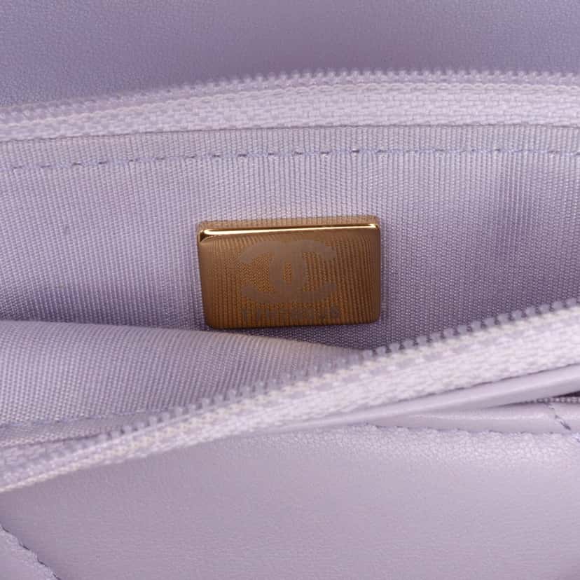 Chanel Quilted Lambskin 19 Wallet on Chain Purple Leather Good condition - Box View