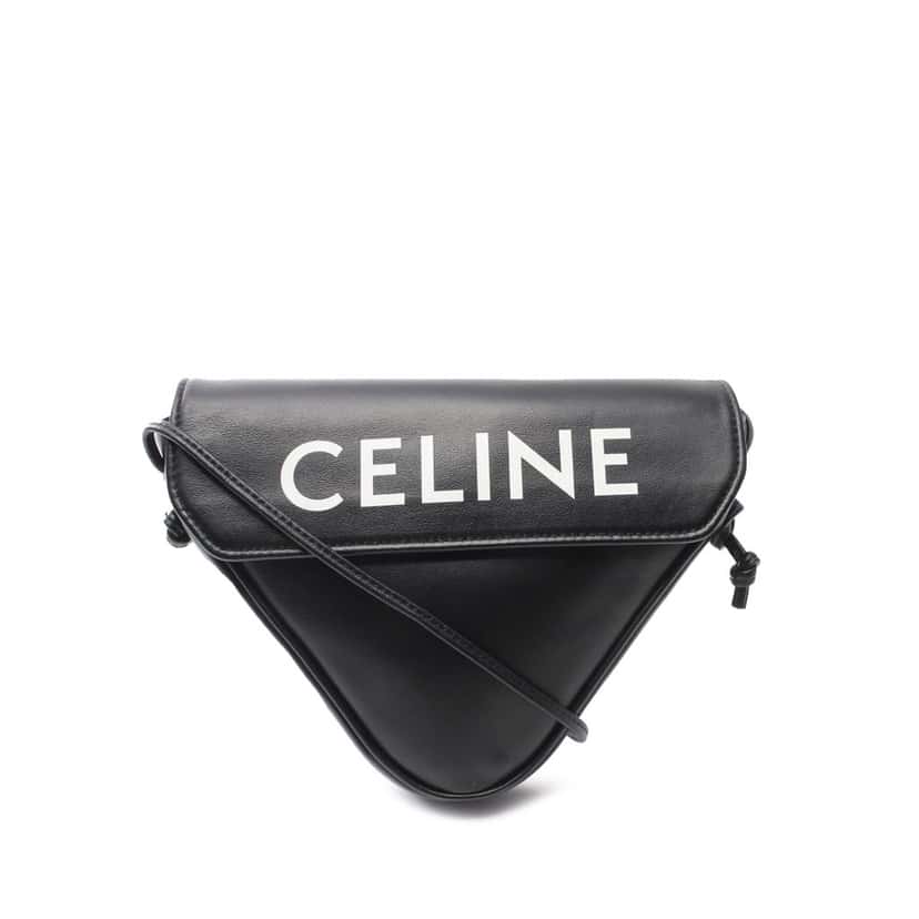 Celine Smooth Calfskin Logo Triangle Crossbody Black Leather Good condition - Front View
