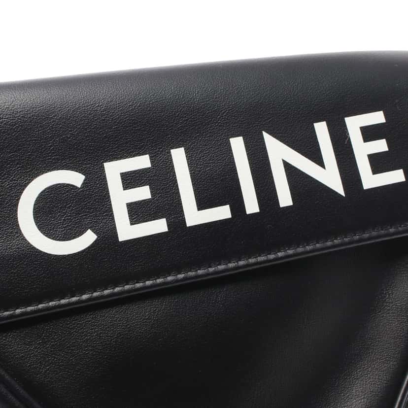 Celine Smooth Calfskin Logo Triangle Crossbody Black Leather Good condition - Model View