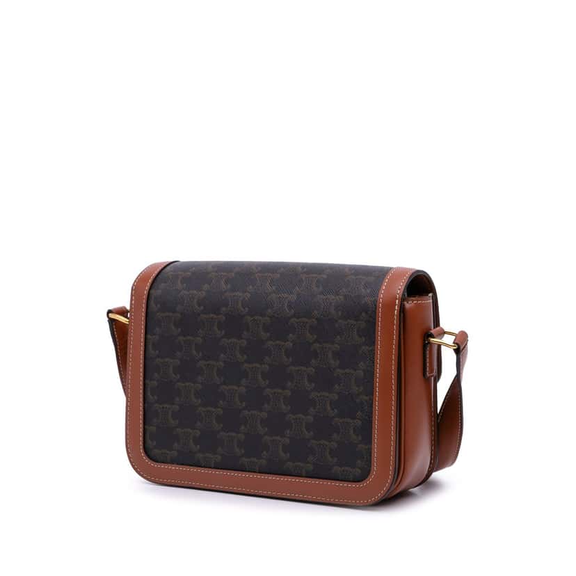 Celine Classique Triomphe Coated Canvas and Calfskin Triomphe Crossbody Brown Canvas Good condition - Back View
