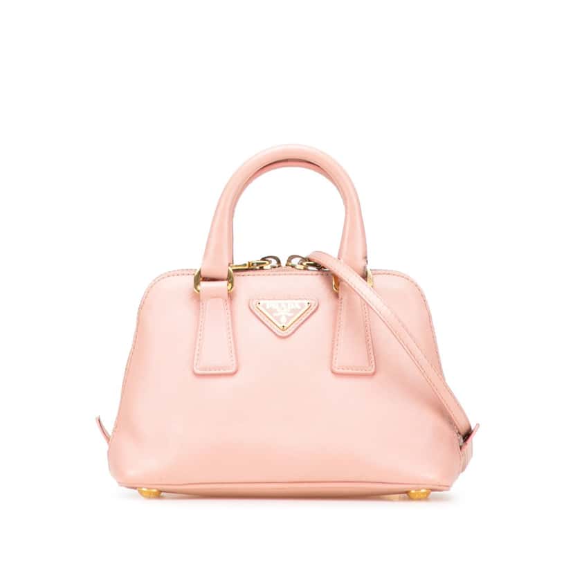 Prada Mini Saffiano Lux Promenade Satchel Pink Leather Good condition - Front View