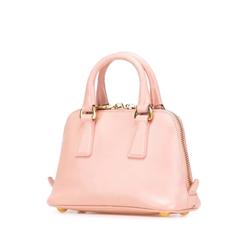 Prada Mini Saffiano Lux Promenade Satchel Pink Leather Good condition - Back View