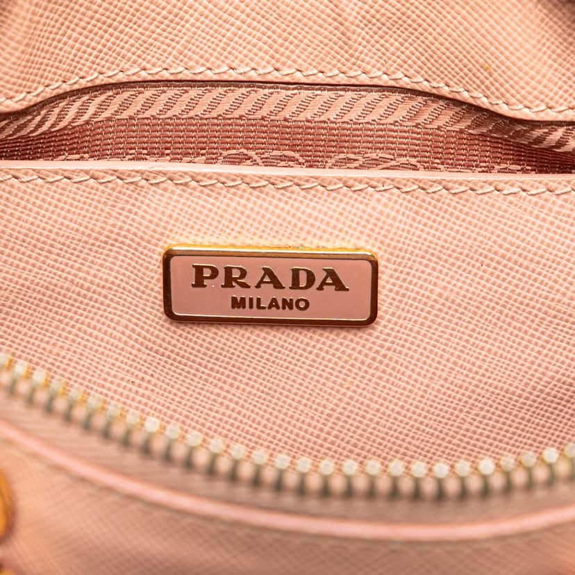 Prada Mini Saffiano Lux Promenade Satchel Pink Leather Good condition - Box View