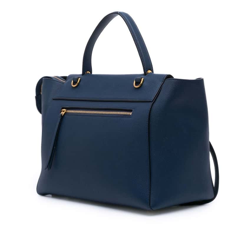 Celine Mini Grained Calfskin Belt Bag Blue Leather Good condition - Back View