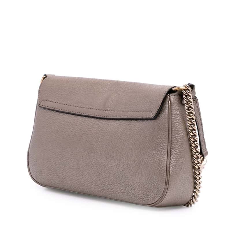 Gucci Medium Metallic Leather Soho Chain Flap Crossbody Silver Leather Good condition - Back View