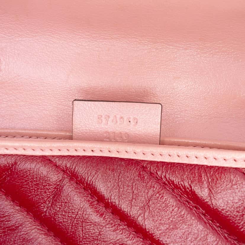 Gucci Super Mini GG Marmont Matelasse Leather Torchon Flap Crossbody Red Leather Good condition - Box View