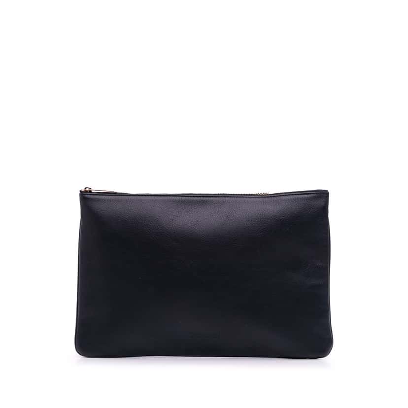 Balmain Leather Logo Clutch Black Leather Good condition - Front View
