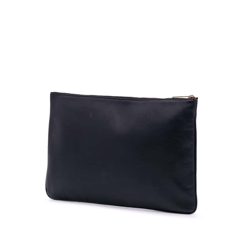 Balmain Leather Logo Clutch Black Leather Good condition - Back View