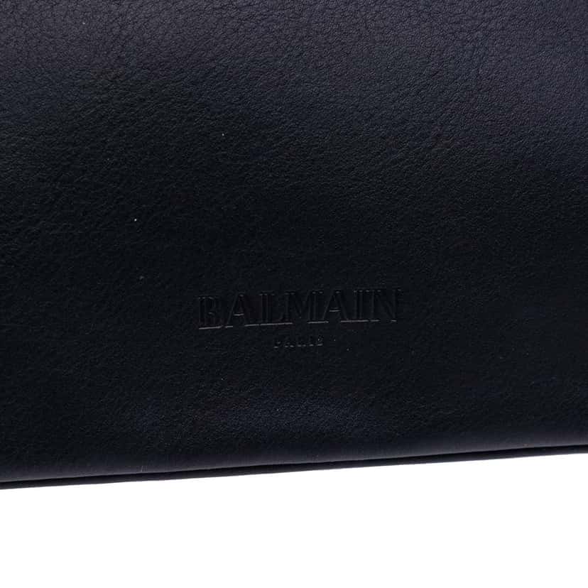 Balmain Leather Logo Clutch Black Leather Good condition - Box View