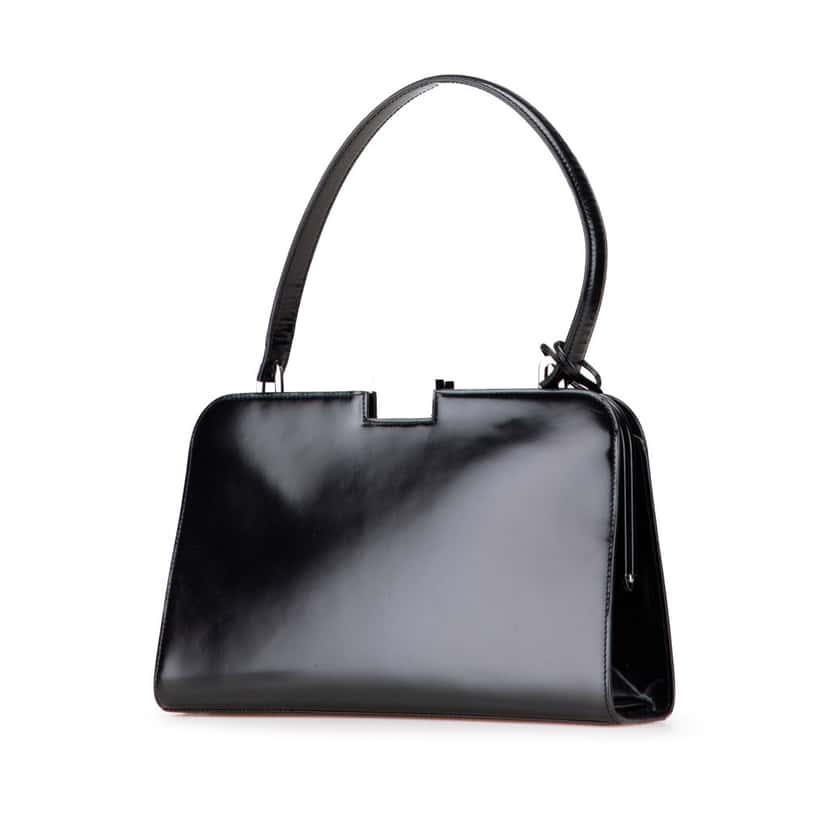 Gucci Patent Frame Handbag Black Leather Good condition - Back View