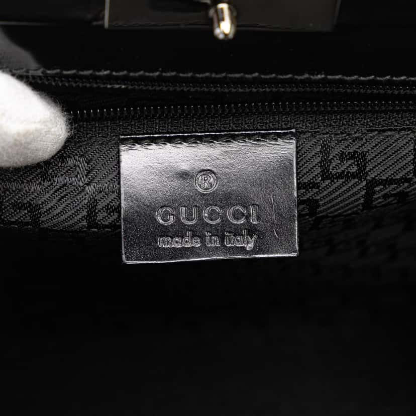 Gucci Patent Frame Handbag Black Leather Good condition - Box View