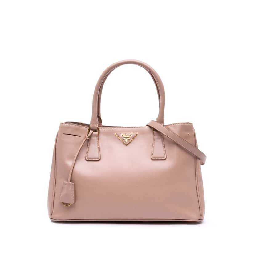 Prada Medium Saffiano Lux Galleria Satchel Brown Leather Good condition - Front View