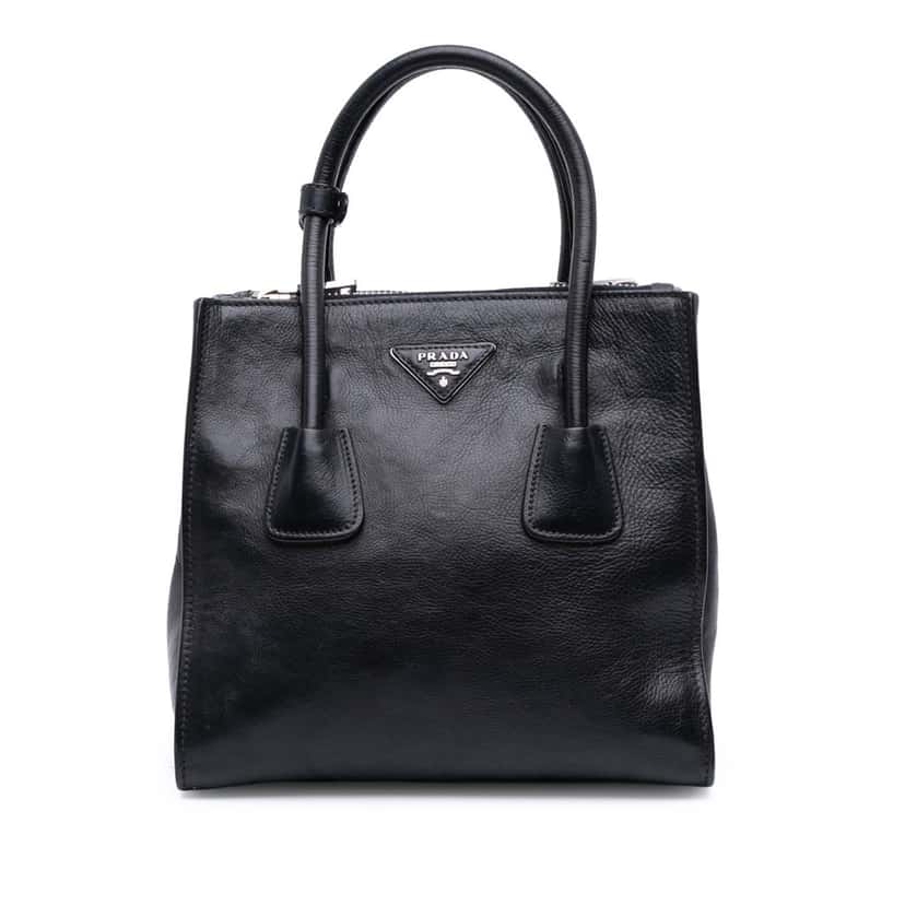 Prada Glace Calf Twin Pocket Satchel Black Leather Good condition - Front View