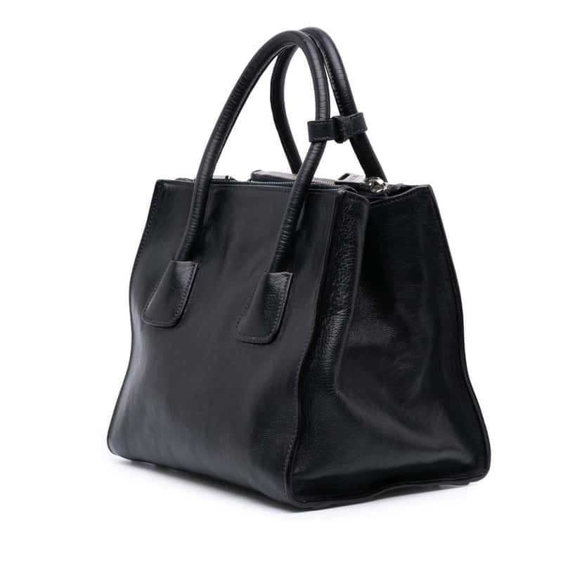 Prada Glace Calf Twin Pocket Satchel Black Leather Good condition - Back View
