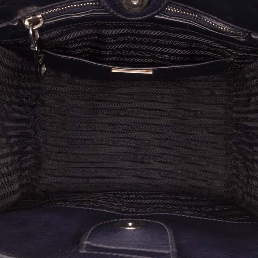 Prada Glace Calf Twin Pocket Satchel Black Leather Good condition - Model View