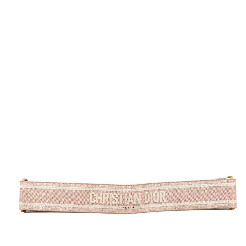 Dior Wide Embroidered Canvas Waist Belt Pink Canvas Good condition - Front View