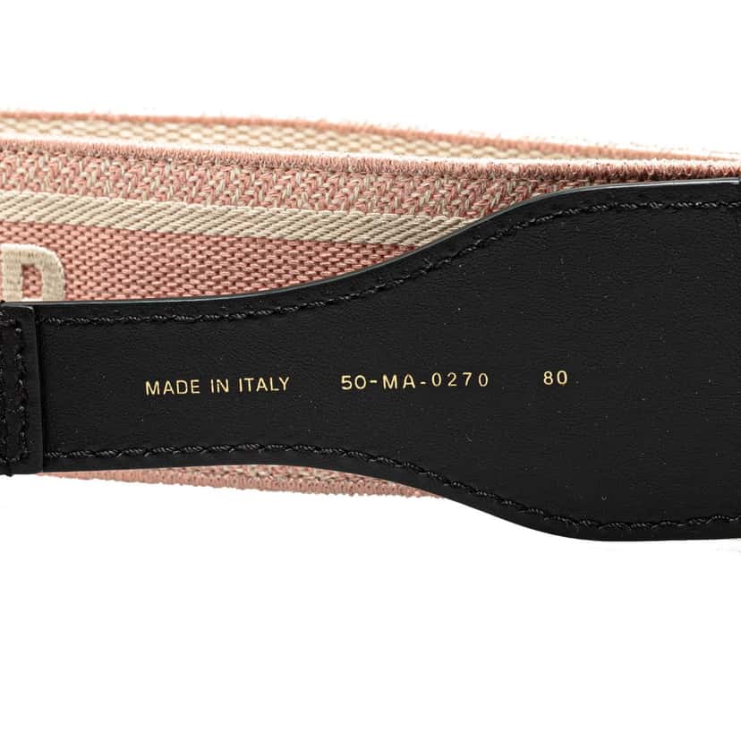 Dior Wide Embroidered Canvas Waist Belt Pink Canvas Good condition - Box View