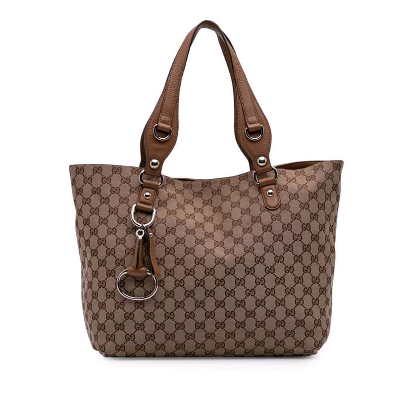 Gucci GG Canvas Icon Bit Tote Brown Canvas Good condition - Front View