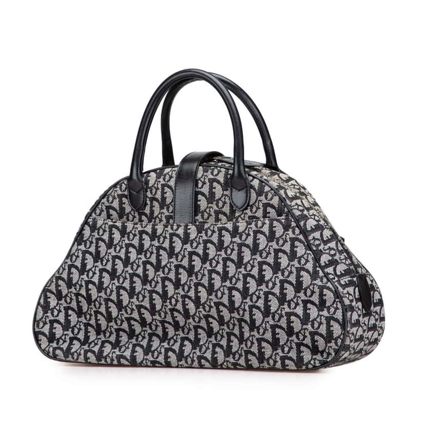 Dior Diorissimo Canvas Double Saddle Bowler Bag Blue Canvas Good condition - Back View