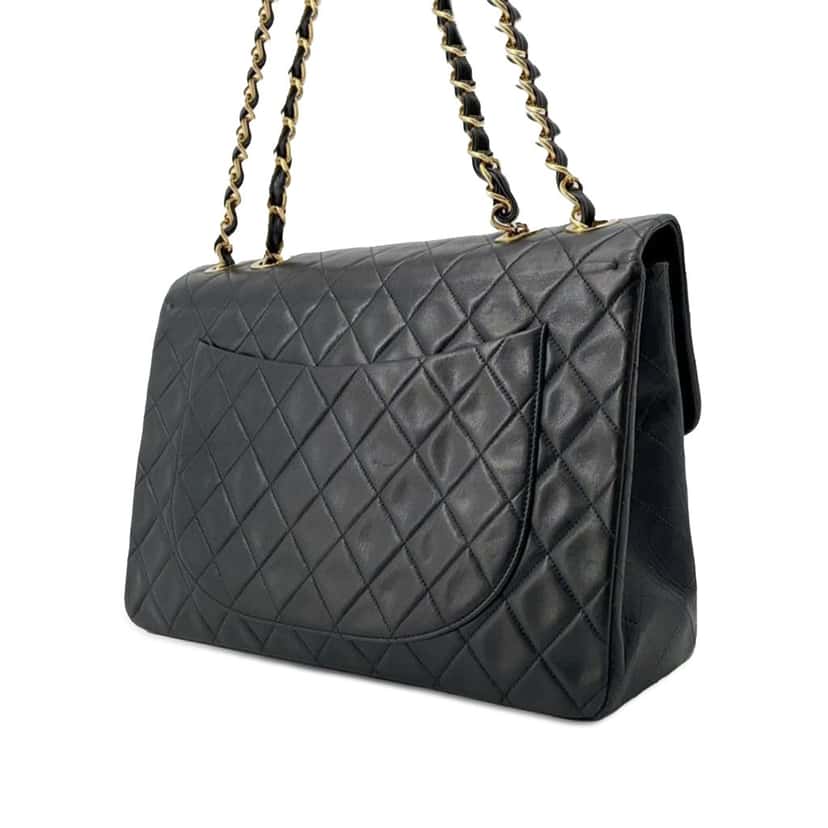 Chanel Jumbo XL Classic Lambskin Single Flap Black Leather Good condition - Back View