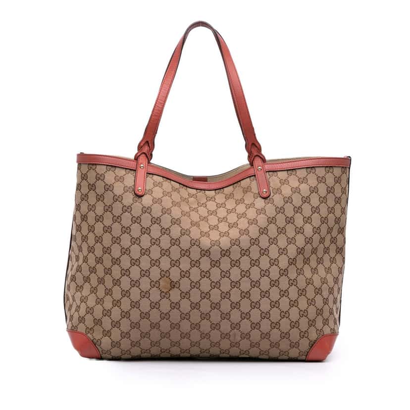 Gucci Large GG Canvas Craft Tote Brown Canvas Good condition - Front View