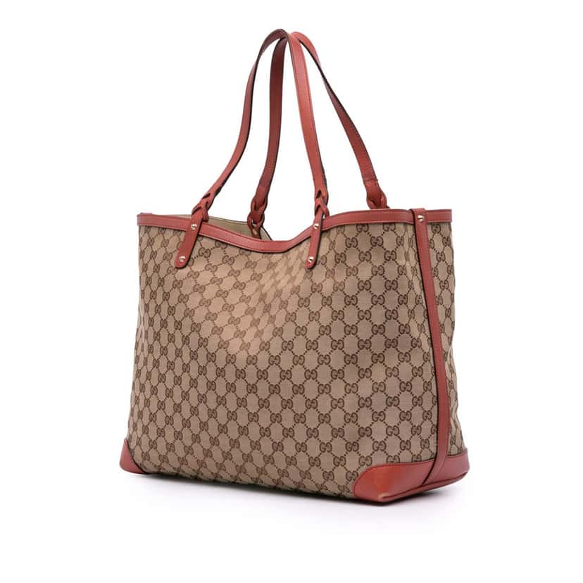 Gucci Large GG Canvas Craft Tote Brown Canvas Good condition - Back View