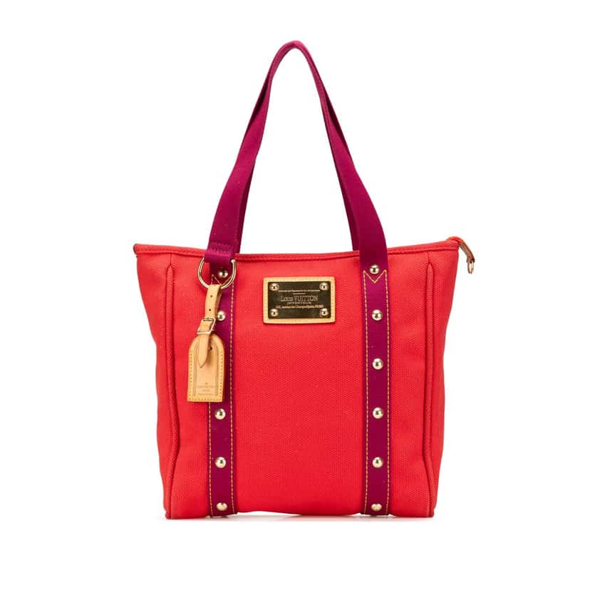 Louis Vuitton Antigua Cabas MM Tote Red Canvas Good condition - Front View