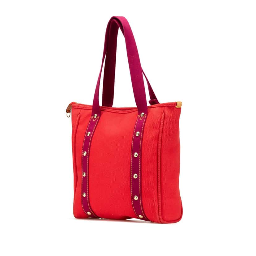 Louis Vuitton Antigua Cabas MM Tote Red Canvas Good condition - Back View