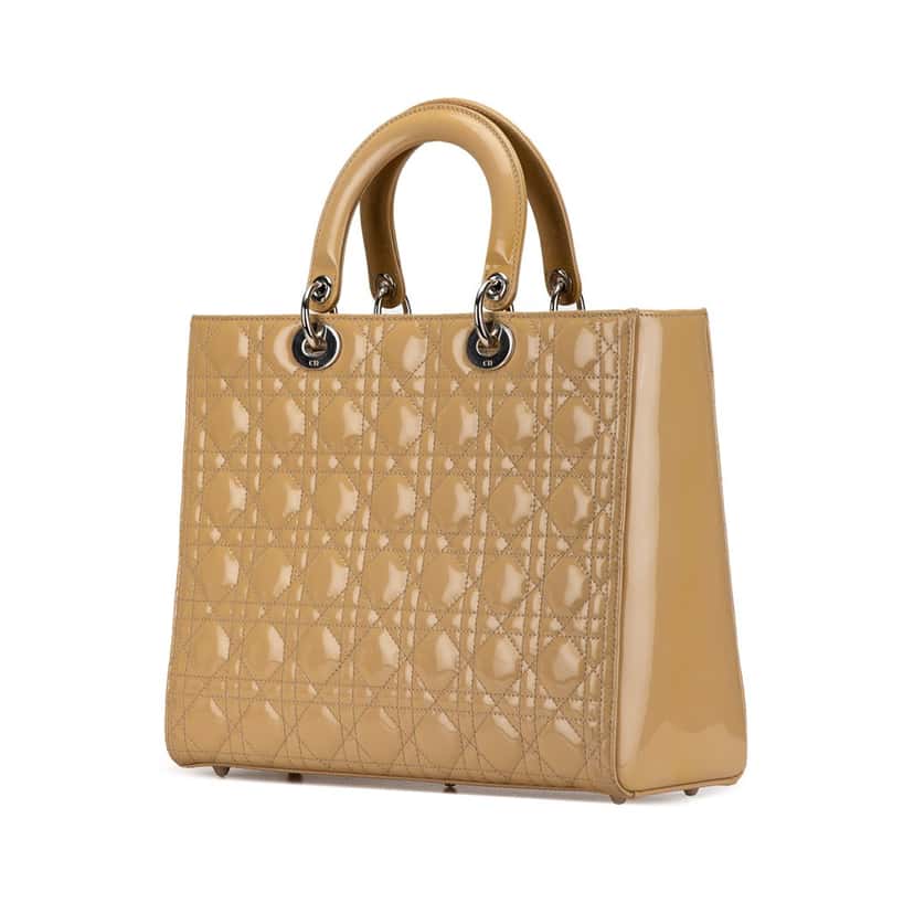 Dior Large Patent Cannage Lady Dior Brown Leather Good condition - Back View