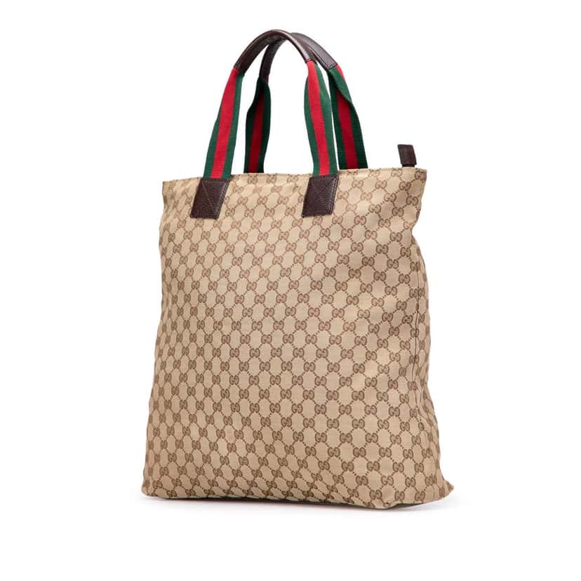 Gucci GG Canvas Web Tote Brown Canvas Good condition - Back View