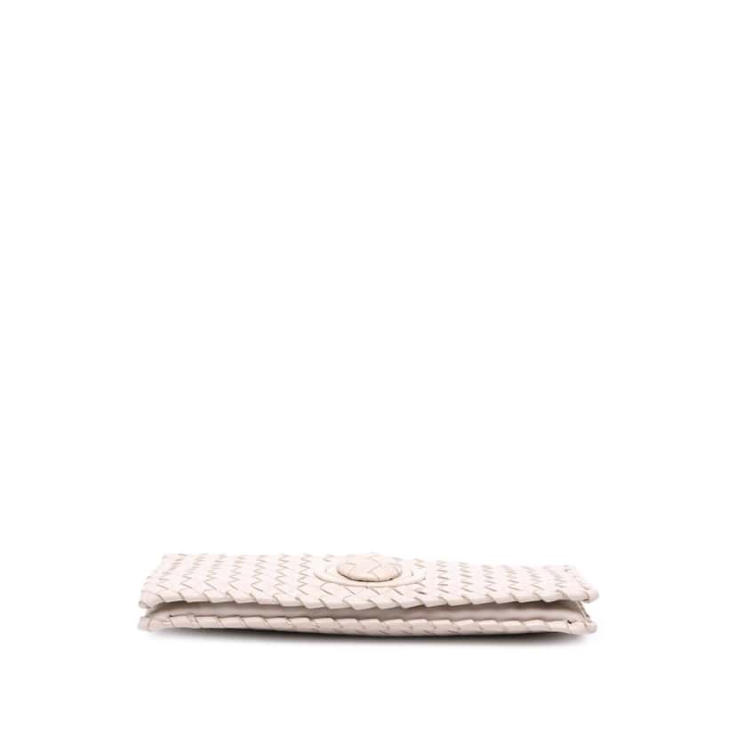 Bottega Veneta Nappa Intrecciato Turn Lock Clutch White Leather Good condition - Inside View