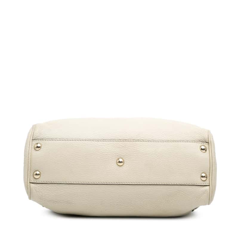 Gucci Small Calfskin Bamboo Shopper Satchel White Leather Good condition - Inside View