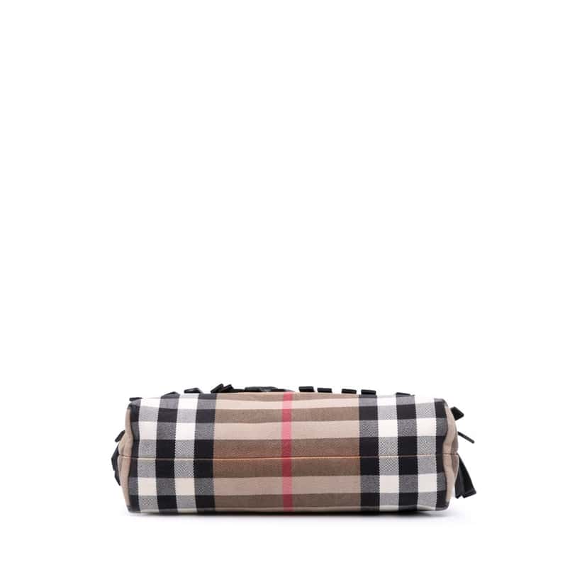 Burberry House Check Canvas and Suede Camouflage Fringe Clutch with Strap Brown Canvas Good condition - Inside View
