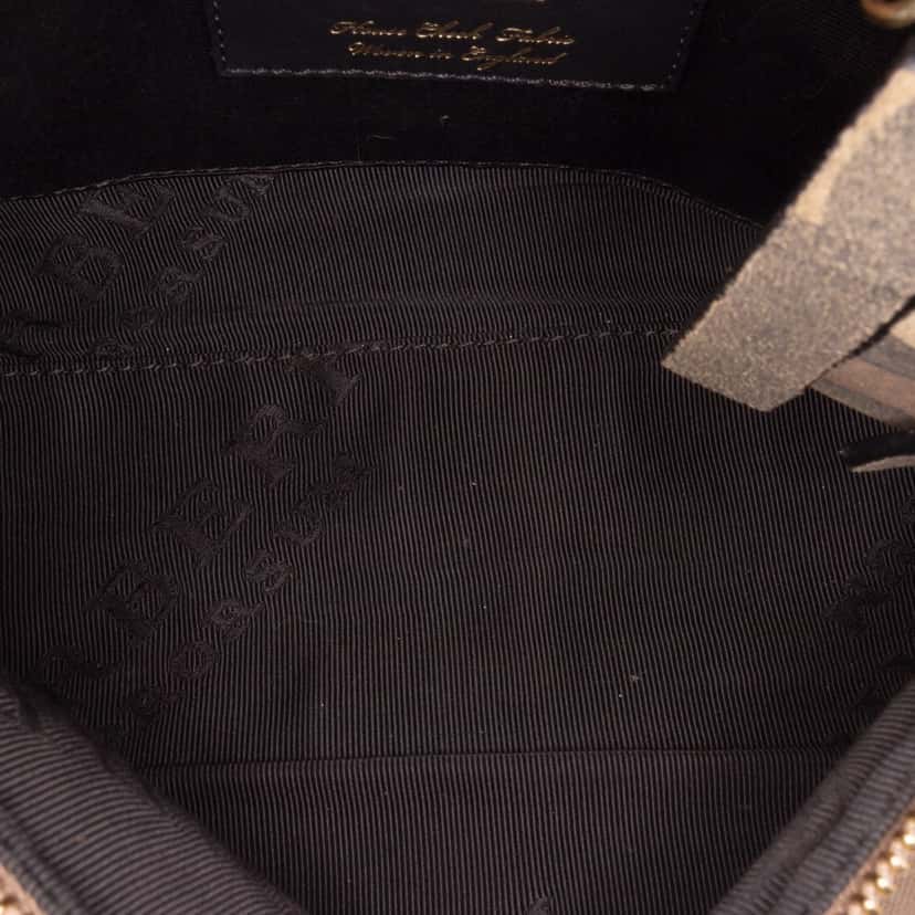 Burberry House Check Canvas and Suede Camouflage Fringe Clutch with Strap Brown Canvas Good condition - Model View
