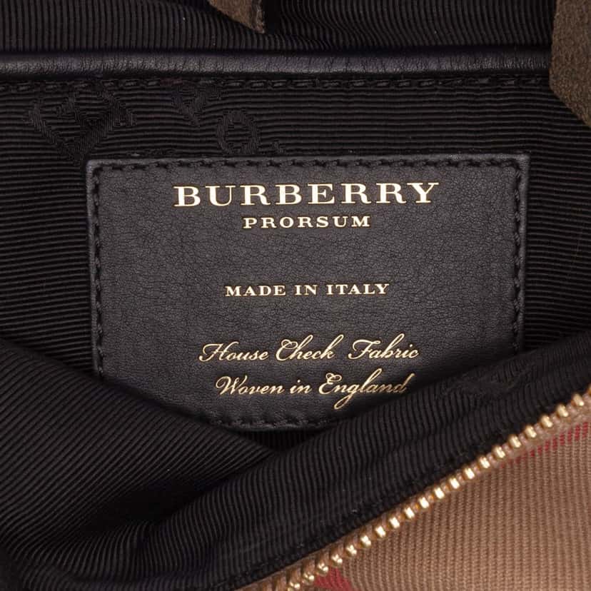 Burberry House Check Canvas and Suede Camouflage Fringe Clutch with Strap Brown Canvas Good condition - Box View