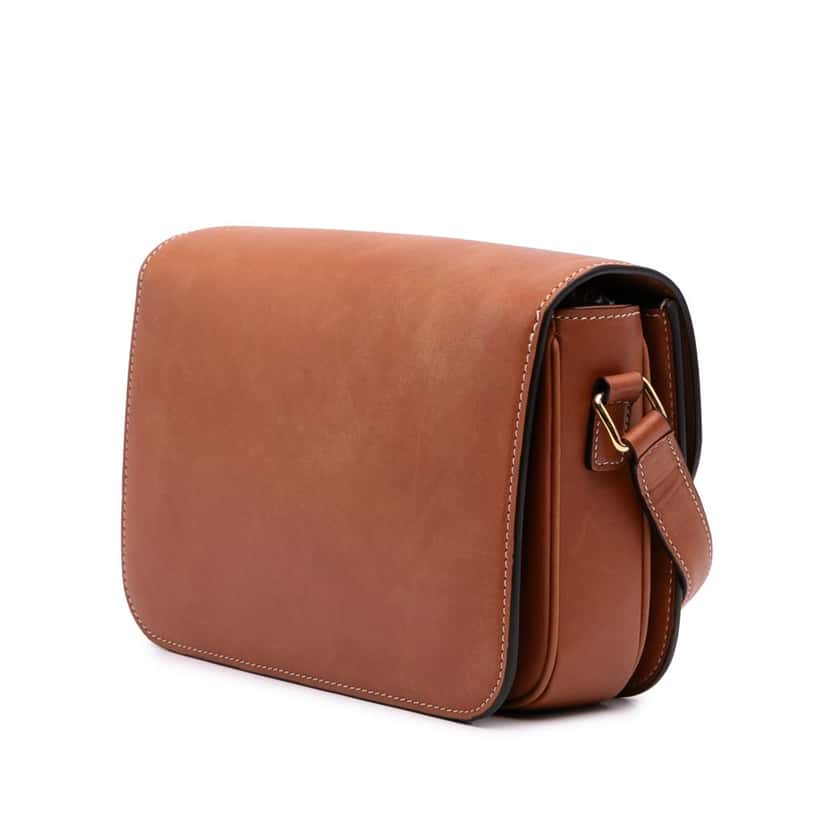Celine Classique Natural Calfskin Triomphe Crossbody Brown Leather Good condition - Back View