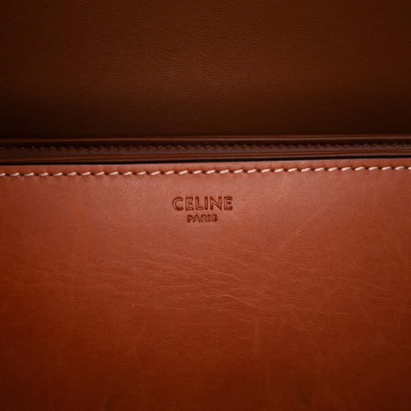Celine Classique Natural Calfskin Triomphe Crossbody Brown Leather Good condition - Box View