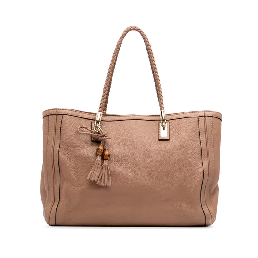 Gucci Large Leather Bella Tote Brown Leather Good condition - Front View
